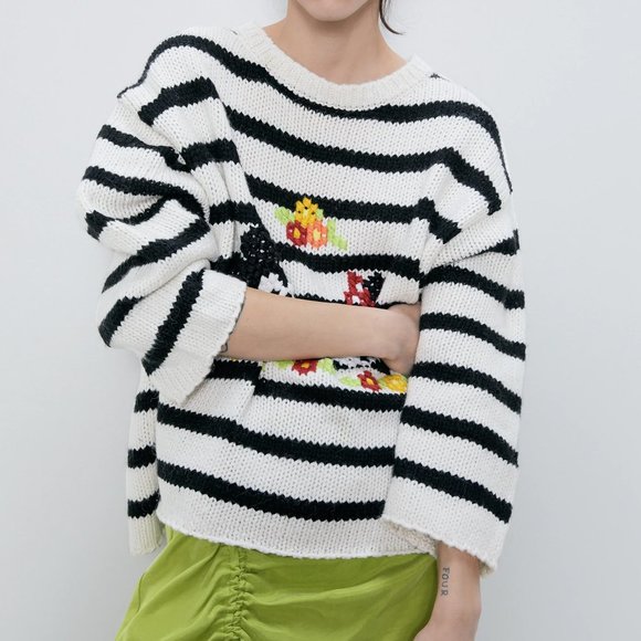 NEW Zara Mickey Minnie Mouse Disney Stripe Sweater - Picture 7 of 14